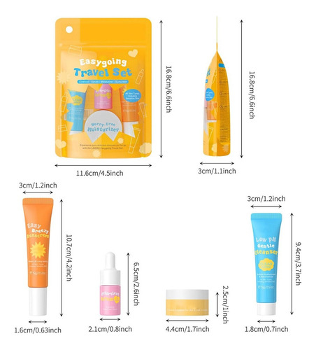 Z Set De 4 Piezas Skincare Essentials, Tamaño Mini De Viaje,