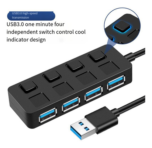 Conmutador Usb 3.0 Con Botón De 4 Puertos, Divisor Usb 1 A 4
