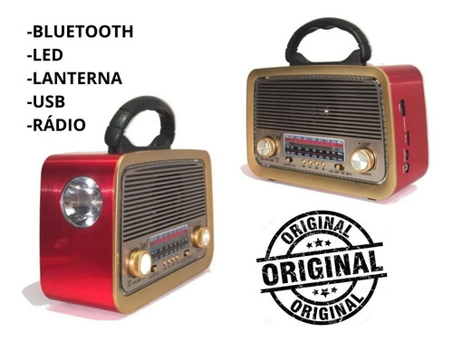 Caixa Som Antiga Radio Portátil Retro Bluetooth Am Fm 