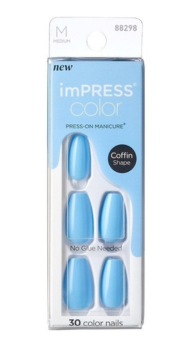 Uñas Impress Color / Press-on - Modelo Serene Blue