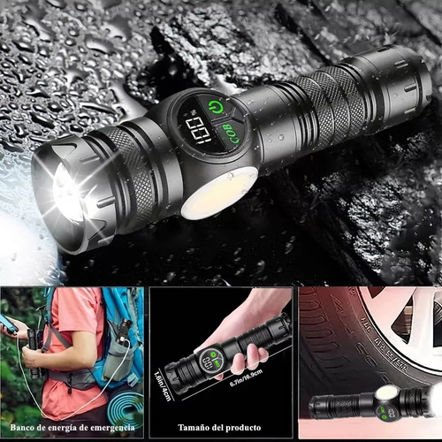 Led Lámpara Táctica Recargable Luz Cob Linterna Camping 120000lm Ultra Potente Con 14 Modos De Iluminación