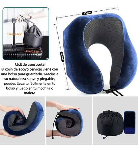 Almohada Para Cuello De Viaje Espuma Viscoelástica 4 Piezas