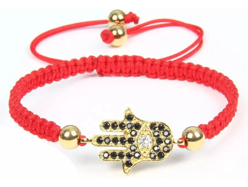 Pulsera Para Mujer Macrame Tibetana Mano De Fatima Dorado 