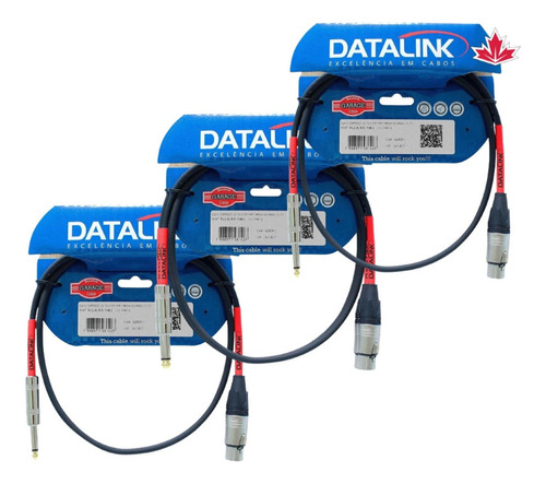 Kit 3 Cabo Desbalanceado Datalink Garage Xlr P10 1m