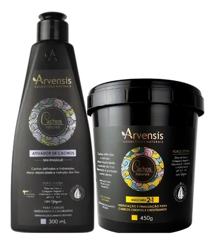 Kit Arvensis Cachos Ativador Ondulados E Mascara 2x1 450g