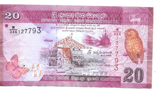 Liquido Excelente Billete De Sri Lanka 20 Rupias 2015