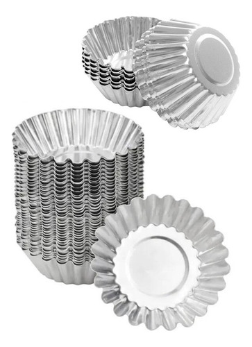 50 Molde Tartaletas Aluminio Reposteria Horno Reutilizables