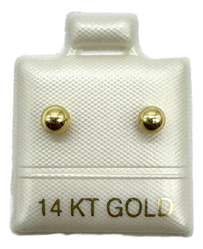 Aretes Dormilona 4 Mm - Oro 14k - Niña/bebe -incluye Estuche