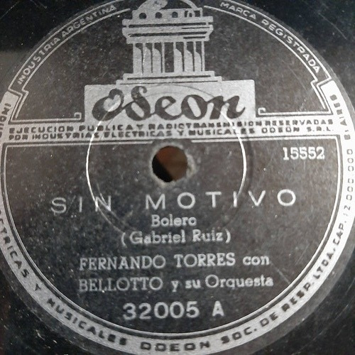 Pasta Fernando Torres Belloto Orquesta Odeon 15552 878 C18