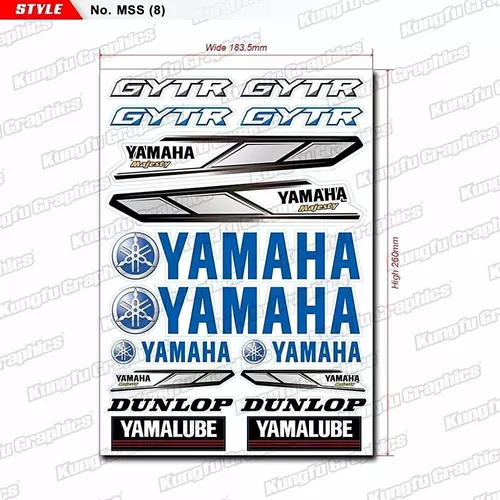 7.2x 10.2 inch Blue Kungfu Graphics Yamaha Dunlop GYTR Micro Sponsor Logo Racing Sticker Sheet Universal 