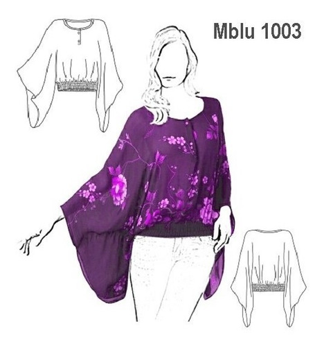 ( Moldes De Ropa)  Blusa Kimono Mujer 1003