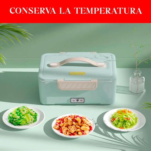 Lonchera Eléctrica Portátil 24v Auto Vianda 1.8l 220v Pared Verde Claro