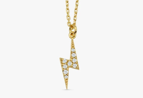 Colar Ouro Feminino C/ Raio Brilhante De Diamantes Luxo