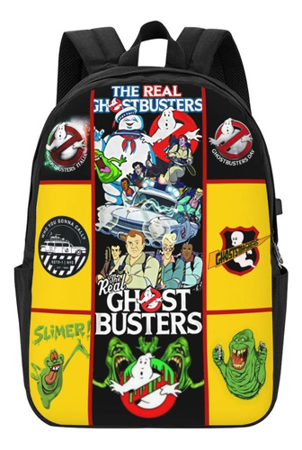 Mochila Escolar Acolchada Bolsillos Laterales Ghost Busters