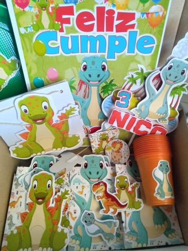 Pack Cotillón Decoración Cumpleaños Dinosaurio Bebe-kotillon