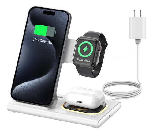 15w Base De Cargador Qi Inalámbrico Para iPhone/iwatch/airpo