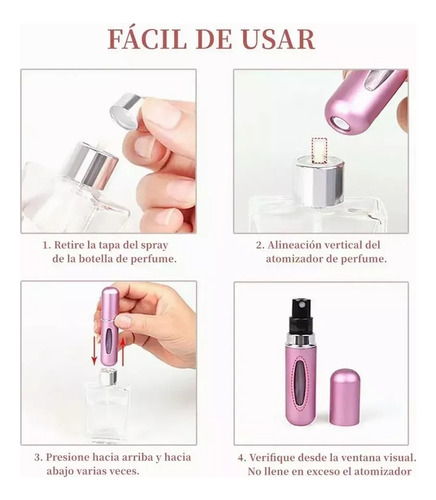 Mini Perfumero Portátil Recargable 5ml Atomizador Colores