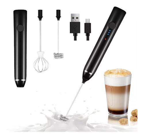 Batidor De Mano Para Café Leche 2 Cabezales Recargable Usb