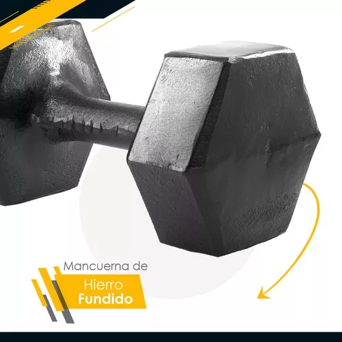 Mancuernas Hexagonales 12 kg., 26.4 lb., Fitness, Hierro Colado, 100% Hecha  en Mexico