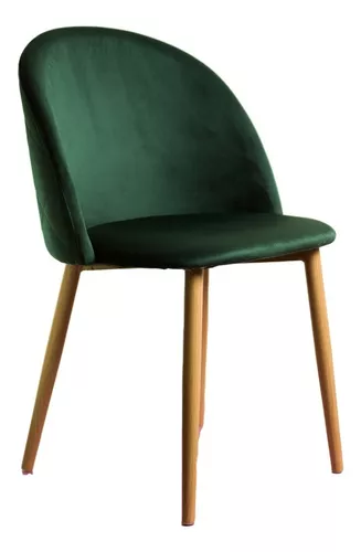 4 sillas Ellis silla de comedor terciopelo azul teal pata natural Pack 4  sillas