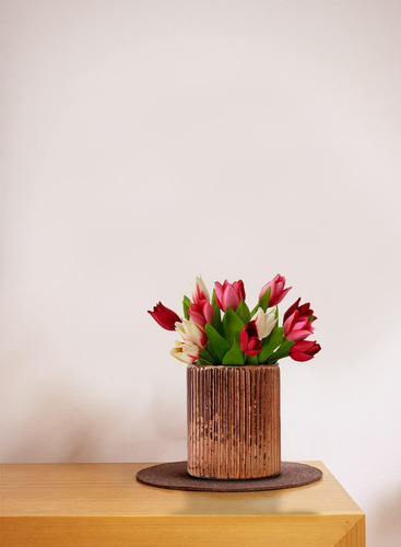 Vidrio De Mercurio Acanalado De Cobre Vintage Serene Spaces