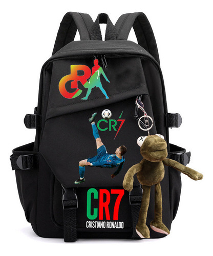 Mochila Estudiante Extraordinaria Cristiano Ronaldo Balón De Oro Arco Iris