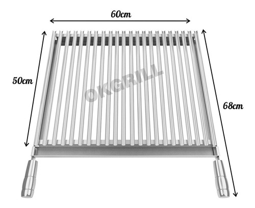 Grelha Argentina 100% Inox 60x50cm Churrasco Picanha