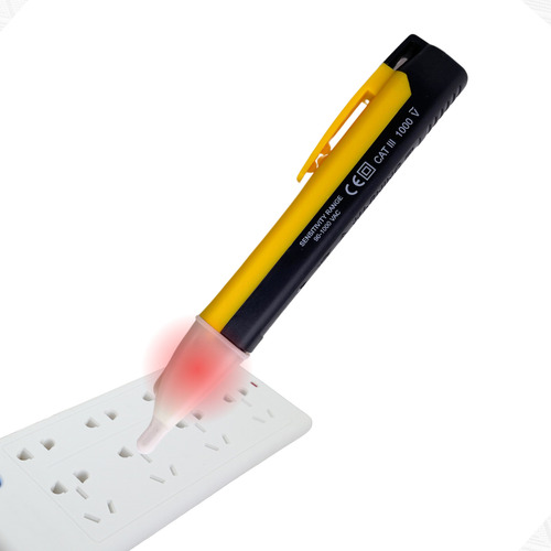 Caneta Detectora De Tensao 90v - 1000v Com Lanterna Led   Chave Detector Corrente Eletrica Sinal Teste  Sonoro E Luz Profissional Bekcommerce
