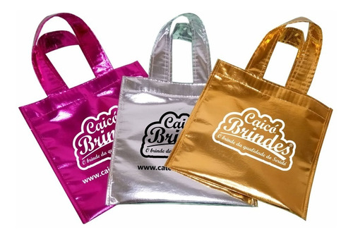 50 Bolsas Tnt Metalizada 30x30cm C/ Sua Logo 1 Cor