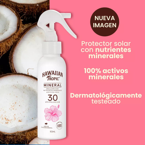 Protector Solar Hawaiian Tropic Mineral Coco F30 100 Ml
