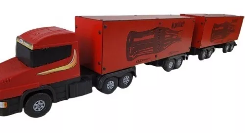 Carreta Bitrem Scania Bau Madeira Brinquedo 7eixo Cocacola