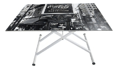 Mesa de comedor moderna de cristal Coca Cola de 4 plazas
