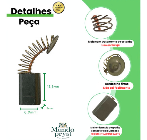 Escova Carvao Lixadeira Parede Menegotti Mlp750 Led 05 Pares