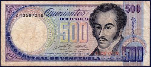 Billete De 500 Bolívares Z8 Mayo 31 1990 Bolívar Orquídea