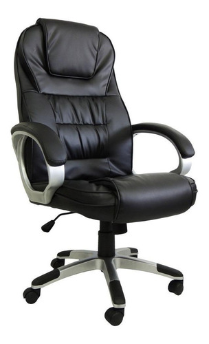 Cadeira de escritório Pelegrin C2652 ergonômica  preta com estofado de couro sintético