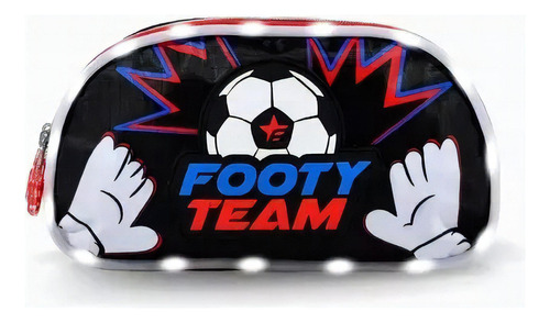 Cartuchera Doble Cierre Futbol Team Con Luz Led Footy F17092 Color Rojo Footy Team Futbol