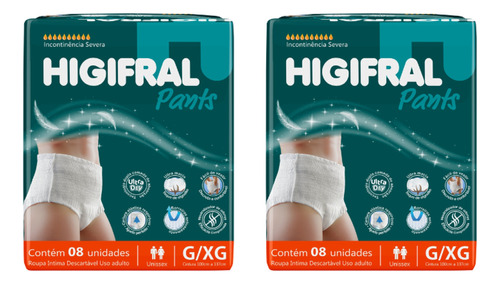 Kit 02 Roupa Intima Higifral Pants Tam G/xg 8un - Eurofral