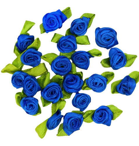 Florzinha De Rococó Cetim C/ Folha Rococó Preto 200und Cor Azul bic