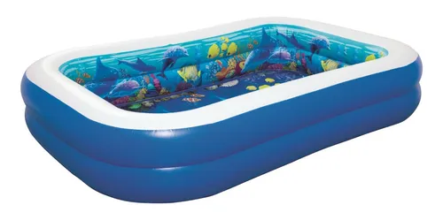 comprar Piscina inflable rectangular Bestway 54177 3D Undersea adventure de 2.62m x 1.75m x 51cm 778L azul y blanca caja