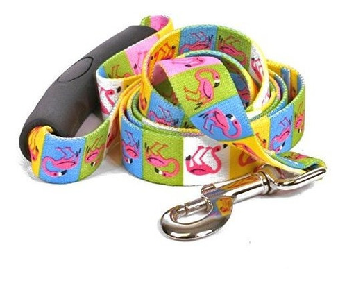 Yellow Dog Design Pink Flamingo Ezgrip Correa De Perro Con M