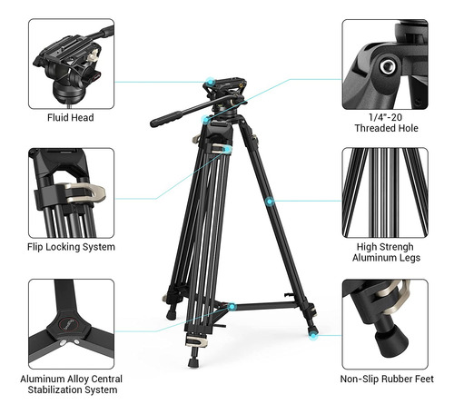 Tripode Para Camara Dslr Fluido De 360o - Negro
