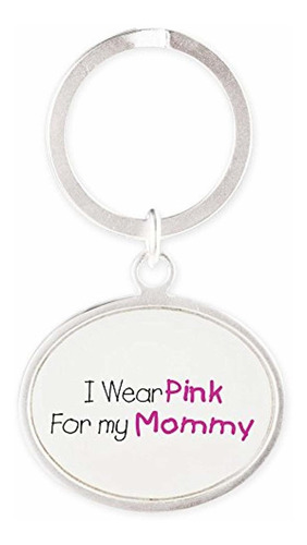 Oval Keychain Cancer I Wear Pink Ribbon For My Mommy