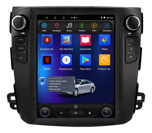 Multimidia Tesla Mitsubishi Outlander Android 14 Carplay Voz