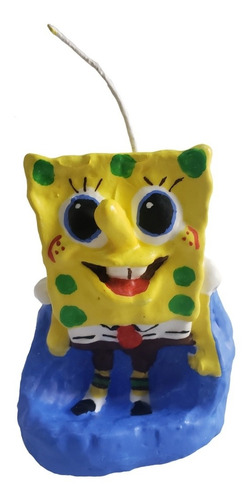 Vela Bob Esponja De Cera Para Pastel. Cumpleaños. Fiesta