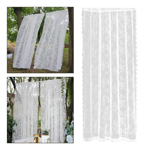 2 Cortinas De Red De Flores De Encaje, 150cmx100cm