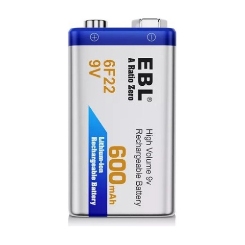 Bateria 9v 6f22 600 Mah Recargable Ebl Li-ion