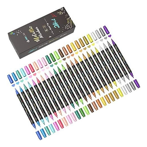 Ink Lab Rotuladores Metálicos De Doble Punta De 24 Colores M