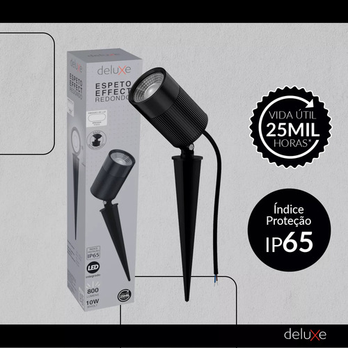 Espeto De Jardim Effect Led Branco Foco 10w 800 Lumens Deluxe Carcaça Preto Luz Branco-frio 110v/220v