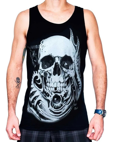 Camiseta Regata Vitaboard Marcel Oliveira Skull Preta