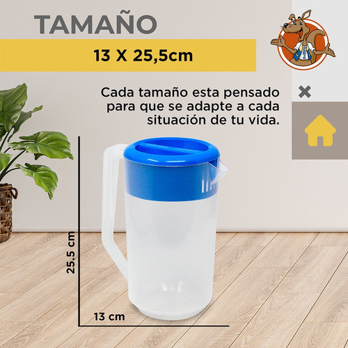 3 Jarras De Plástico Polipropileno Con Tapa 2 Litros De Lux